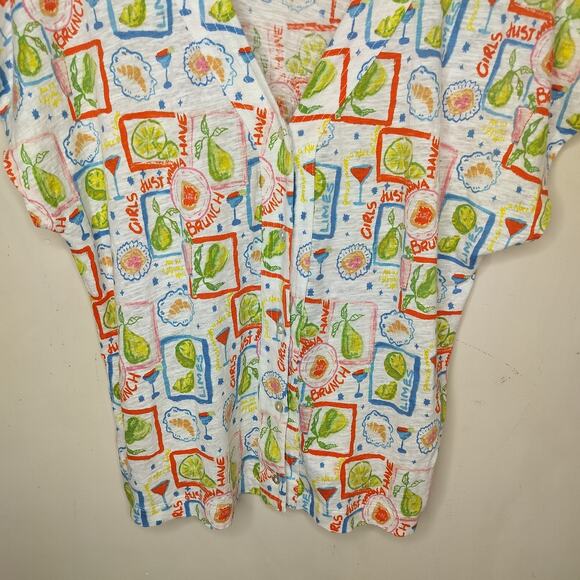 Cynthia Rowley Linen Knit Top Brunch Drinks Girls Outing - Picture 3 of 12